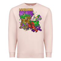 Pale Pink mardi gras louisiana map Premium Sweatshirt - MaliasSmallBusiness