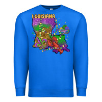 True Royal mardi gras louisiana map Premium Sweatshirt - MaliasSmallBusiness