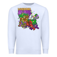 White mardi gras louisiana map Premium Sweatshirt - MaliasSmallBusiness
