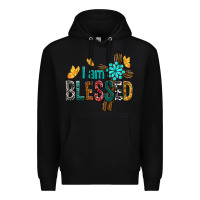 Black I Am Blessed Cross Premium Hoodie - BundleAndBundleShop
