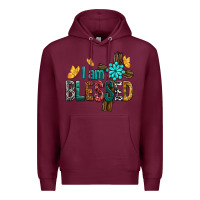 Burgundy I Am Blessed Cross Premium Hoodie - BundleAndBundleShop
