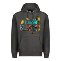 Charcoal Heather I Am Blessed Cross Premium Hoodie - BundleAndBundleShop