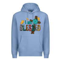 Colony Blue I Am Blessed Cross Premium Hoodie - BundleAndBundleShop