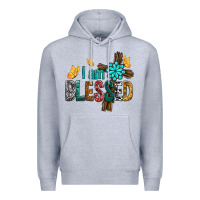 Heather Grey I Am Blessed Cross Premium Hoodie - BundleAndBundleShop