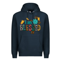Navy I Am Blessed Cross Premium Hoodie - BundleAndBundleShop