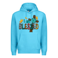 Ocean Blue I Am Blessed Cross Premium Hoodie - BundleAndBundleShop
