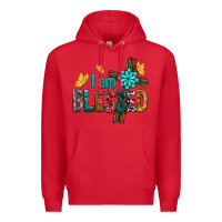 Red I Am Blessed Cross Premium Hoodie - BundleAndBundleShop