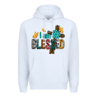 White I Am Blessed Cross Premium Hoodie - BundleAndBundleShop
