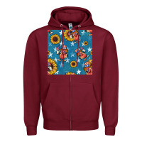 Burgundy 4th of july sunflowers hotdog seamless pattern Zipper Hoodie - BundleAndBundleShop