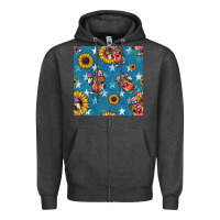 Charcoal Heather 4th of july sunflowers hotdog seamless pattern Zipper Hoodie - BundleAndBundleShop