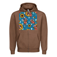 Chestnut 4th of july sunflowers hotdog seamless pattern Zipper Hoodie - BundleAndBundleShop