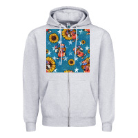 Heather Grey 4th of july sunflowers hotdog seamless pattern Zipper Hoodie - BundleAndBundleShop