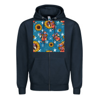 Navy 4th of july sunflowers hotdog seamless pattern Zipper Hoodie - BundleAndBundleShop
