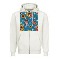 Oatmeal Heather 4th of july sunflowers hotdog seamless pattern Zipper Hoodie - BundleAndBundleShop