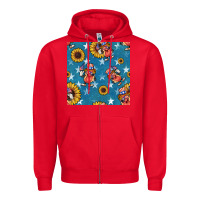 Red 4th of july sunflowers hotdog seamless pattern Zipper Hoodie - BundleAndBundleShop