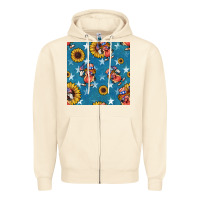 Sandshell 4th of july sunflowers hotdog seamless pattern Zipper Hoodie - BundleAndBundleShop