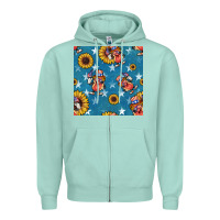 Seafoam 4th of july sunflowers hotdog seamless pattern Zipper Hoodie - BundleAndBundleShop