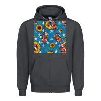 Smoke 4th of july sunflowers hotdog seamless pattern Zipper Hoodie - BundleAndBundleShop