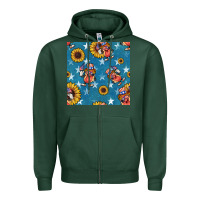 Sports Green 4th of july sunflowers hotdog seamless pattern Zipper Hoodie - BundleAndBundleShop
