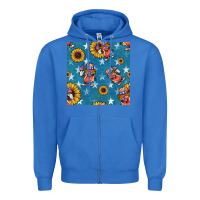 True Royal 4th of july sunflowers hotdog seamless pattern Zipper Hoodie - BundleAndBundleShop