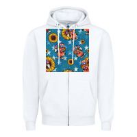 White 4th of july sunflowers hotdog seamless pattern Zipper Hoodie - BundleAndBundleShop