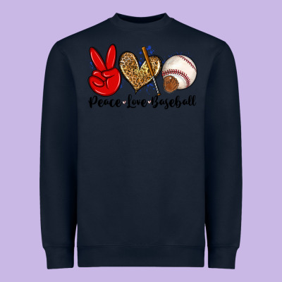 Peace Love Baseball Heavyweight Sweatshirt Designed By Zillion Design Studio
