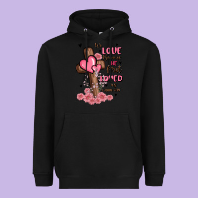 Valentine Cross Heavyweight Hoodie Designed By Maliassmallbusiness