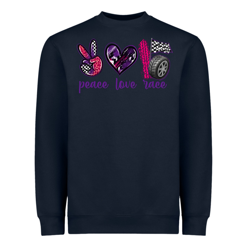 Peace Love Race Heavyweight Sweatshirt by texasbilliewilder | Teevron