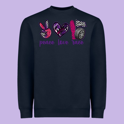 Peace Love Race Heavyweight Sweatshirt Designed By Texasbilliewilder