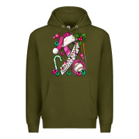 Army Green Pink Christmas Breast Cancer Ribbon Baseball Premium Hoodie - BundleAndBundleShop