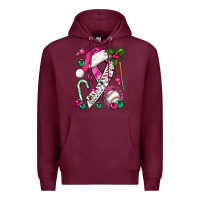 Burgundy Pink Christmas Breast Cancer Ribbon Baseball Premium Hoodie - BundleAndBundleShop