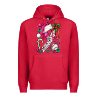 Cardinal Pink Christmas Breast Cancer Ribbon Baseball Premium Hoodie - BundleAndBundleShop
