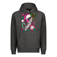 Charcoal Heather Pink Christmas Breast Cancer Ribbon Baseball Premium Hoodie - BundleAndBundleShop