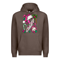 Coffee Pink Christmas Breast Cancer Ribbon Baseball Premium Hoodie - BundleAndBundleShop