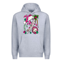 Heather Grey Pink Christmas Breast Cancer Ribbon Baseball Premium Hoodie - BundleAndBundleShop