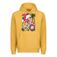 Mustard Pink Christmas Breast Cancer Ribbon Baseball Premium Hoodie - BundleAndBundleShop