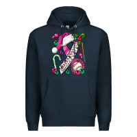 Navy Pink Christmas Breast Cancer Ribbon Baseball Premium Hoodie - BundleAndBundleShop