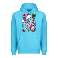Ocean Blue Pink Christmas Breast Cancer Ribbon Baseball Premium Hoodie - BundleAndBundleShop