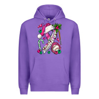 Purple Pink Christmas Breast Cancer Ribbon Baseball Premium Hoodie - BundleAndBundleShop