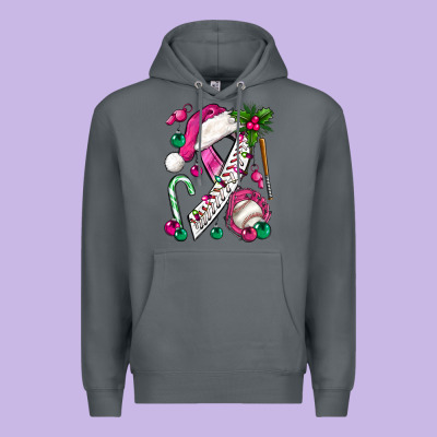 Pink Christmas Breast Cancer Ribbon Baseball Premium Hoodie Designed By Bundleandbundleshop