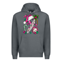 Rock Pink Christmas Breast Cancer Ribbon Baseball Premium Hoodie - BundleAndBundleShop