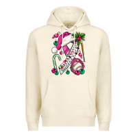 Sandshell Pink Christmas Breast Cancer Ribbon Baseball Premium Hoodie - BundleAndBundleShop