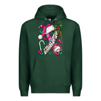 Sports Green Pink Christmas Breast Cancer Ribbon Baseball Premium Hoodie - BundleAndBundleShop
