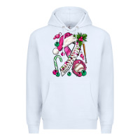White Pink Christmas Breast Cancer Ribbon Baseball Premium Hoodie - BundleAndBundleShop