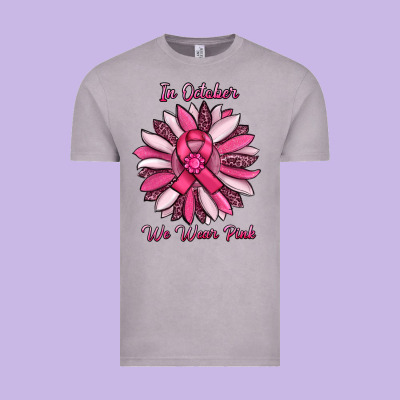 In October We Wear Pink Sunflower Vintage Tee Designed By Ranaportraitstore