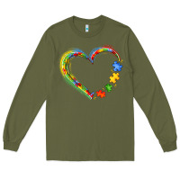 Army Green autism heart Long Sleeve Tee - JahusDesignShop
