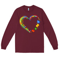 Burgundy autism heart Long Sleeve Tee - JahusDesignShop