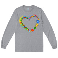 Heather Grey autism heart Long Sleeve Tee - JahusDesignShop