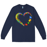 Navy autism heart Long Sleeve Tee - JahusDesignShop