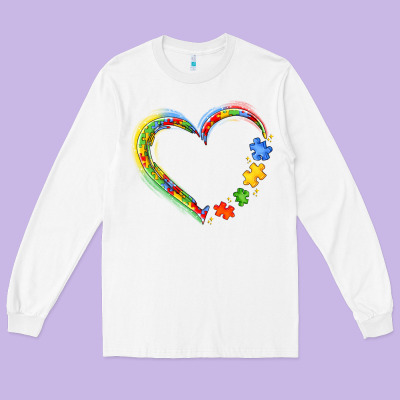 Autism Heart Long Sleeve Tee Designed By Jahusdesignshop